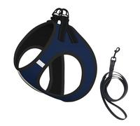 Elegant Faux Gold Navy Blue White Stripes Accent,Pet Harness,Adjustable Reflective Dog Harness,Pet Leash Vest,L