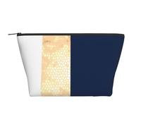 Elegant Faux Gold Navy Blue White Stripes Accent, Toiletry Pouch Makeup Bag Cosmetic Bag Portable Travel Toiletry Bag