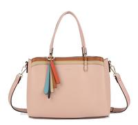 Elegant Faux Leather Shoulder Bag for Women - Structured Top Handle Tote with Tassel Charm & Crossbody Strap - Bella (Baby Pink)