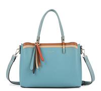 Elegant Faux Leather Shoulder Bag for Women - Structured Top Handle Tote with Tassel Charm & Crossbody Strap - Bella (Denim Blue)