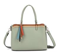 Elegant Faux Leather Shoulder Bag for Women - Structured Top Handle Tote with Tassel Charm & Crossbody Strap - Bella (Light Green)