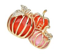 Elegant Faux Pearl Brooch Pumpkin Brooch Rhinestone Pumpkin Gold Vintage Halloween Thanksgiving Cute Autumn Festival Hat Bag Set Dress Accessories (Orange, 6x4. 6x1. 6CM)
