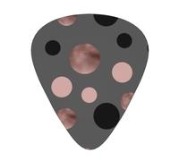 Elegant Faux Pink Black Circles,12 Pcs Guitar Pick,3 Different Thickness Plectrums for Acoustic Guitar Bass Ukulele (0.46mm 0.96mm 0.71mm)