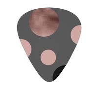 Elegant Faux Rose Gold Blush Pink Black Circles,12 Pcs Guitar Pick,3 Different Thickness Plectrums for Acoustic Guitar Bass Ukulele (0.46mm 0.96mm 0.71mm)