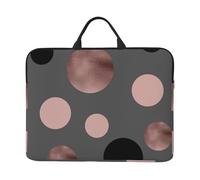 Elegant Faux Rose Gold Blush Pink Black Circles, 14 Inch Laptop Sleeve, Notebook Bag Laptop Case Sleeve Briefcase with Handle