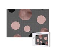 Elegant Faux Rose Gold Blush Pink Black Circles,300 Pieces Wooden Jigsaw Family Game Jigsaw Puzzles for Adults Teens Home Decor