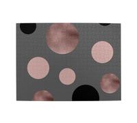 Elegant Faux Rose Gold Blush Pink Black Circles,500 Pieces Puzzles for Adults-Wooden Jigsaw Puzzle for Adults Elderly