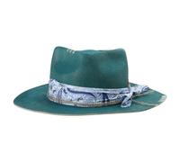 Elegant Fedoras Homburg Wool Hat with Exotic Ribbon Wool Wide Brimmed Western Hat for Show Wear Unisex Fedoras Hats for Women Men Lake Blue