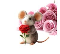 Elegant Felt Mouse Decorations - Romantic Valentine's Day Figurine - Ornaments Creatures Textile Handmade. Ideal for Living Room, Suite, Shelving, Workspace, Entrance, Glazing, Celebration