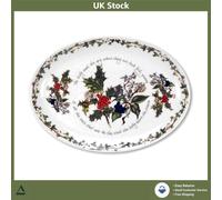 Elegant Festive Holly And Ivy Oval Ceramic Serving Platter Dish Plate 33cm