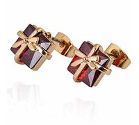 Elegant Filled Rhombus Red Cubic Zirconia Bowknot Small Stud Earrings