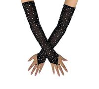Elegant Fingerless Gloves Sheer Arm Sleeve Cosplay Stage Costume Path with Crystal Accents for Bridesmaids