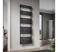 ELEGANT Flat Panel Heated Towel Rail Black Bathroom Ladder Radiator 1800 x 600 mm Central Heating Towel Radiator