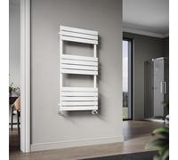 ELEGANT Flat Panel Heated Towel Rail White Bathroom Ladder Radiator 1200 x 600 mm Central Heating Towel Radiator