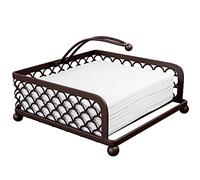 Elegant Flat Paper Napkin Holder with Dispenser Arm - Oil Rubbed Bronze Napkin Holders for Table, Kitchen, Countertops & Outdoor Tables - Square Metal Lattice Basket Dinner Napkin Holder - (ORB)
