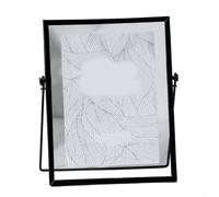 Elegant Floating Picture Frame, Double-Sided Clear Acrylic Sheet Sturdy Metal Base Rust-Proof Gold Plated for Photos Pressed Flowers Wedding Birthday Present(Black 6 inches)