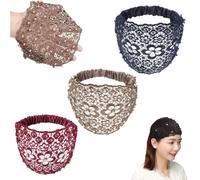 Elegant Floral Beaded Wide Headbands for Women, 3PCS Set Boho-Chic Crystal & Pearl Embellished Wide Headbands, 2025 New Lace Elastic Headband Hair for Weddings, Vacations & Daily Styling(Style G)