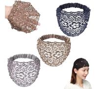 Elegant Floral Beaded Wide Headbands for Women, 3PCS Set Boho-Chic Crystal & Pearl Embellished Wide Headbands, 2025 New Lace Elastic Headband Hair for Weddings, Vacations & Daily Styling(Style F)