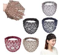 Elegant Floral Beaded Wide Headbands for Women, 3PCS Set Boho-Chic Crystal & Pearl Embellished Wide Headbands, 2025 New Lace Elastic Headband Hair for Weddings, Vacations & Daily Styling(5PCS)