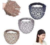 Elegant Floral Beaded Wide Headbands for Women, 3PCS Set Boho-Chic Crystal & Pearl Embellished Wide Headbands, 2025 New Lace Elastic Headband Hair for Weddings, Vacations & Daily Styling(Style B)