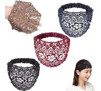 Elegant Floral Beaded Wide Headbands for Women, 3PCS Set Boho-Chic Crystal & Pearl Embellished Wide Headbands, 2025 New Lace Elastic Headband Hair for Weddings, Vacations & Daily Styling(Style E)