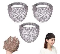 Elegant Floral Beaded Wide Headbands for Women, 3PCS Set Boho-Chic Crystal & Pearl Embellished Wide Headbands, 2025 New Lace Elastic Headband Hair for Weddings, Vacations & Daily Styling(Style M)