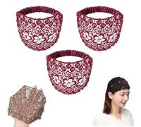 Elegant Floral Beaded Wide Headbands for Women, 3PCS Set Boho-Chic Crystal & Pearl Embellished Wide Headbands, 2025 New Lace Elastic Headband Hair for Weddings, Vacations & Daily Styling(Style J)