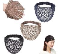 Elegant Floral Beaded Wide Headbands for Women, 3PCS Set Boho-Chic Crystal & Pearl Embellished Wide Headbands, 2025 New Lace Elastic Headband Hair for Weddings, Vacations & Daily Styling(Style C)