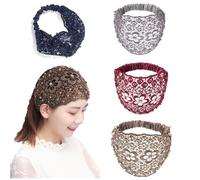 Elegant Floral Beaded Wide Headbands for Women, 3pcs Set Boho-Chic Crystal & Pearl Embellished Wide Headbands, 2025 New Lace Elastic Headband Hair Weddings, Vacations & Daily Styling(B-3PCS)