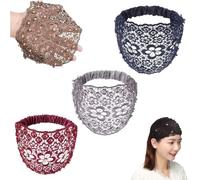 Elegant Floral Beaded Wide Headbands for Women, 3PCS Set Boho-Chic Crystal & Pearl Embellished Wide Headbands, 2025 New Lace Elastic Headband Hair for Weddings, Vacations & Daily Styling(Style D)