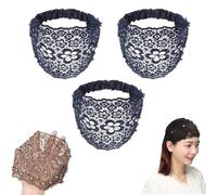 Elegant Floral Beaded Wide Headbands for Women, 3PCS Set Boho-Chic Crystal & Pearl Embellished Wide Headbands, 2025 New Lace Elastic Headband Hair for Weddings, Vacations & Daily Styling(Style K)