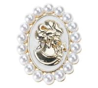 Elegant Floral Cameo Rhinestones Brooch for Scarf Purse Hat Pearls Embellished Pin for Special Occasions and Gifting Retro Cameo Brooch with Pearls Accent