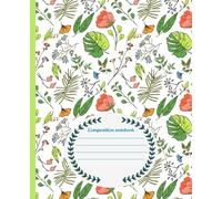 Elegant Floral Composition Notebook College Ruled - 110 Pages | 7.5 x 9.25 Inches | Beautiful Notebook for School, Journaling, or Work | Perfect for ... Floral Notebook with College Ruled Pages