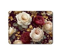 Elegant Floral Dish Drying Mats For Kitchen Counter, Vintage Rose Gold Absorbent Rubber Dish Drainer Rack Mat, Autumn PU Leather Drying Pad For Kitchen Counter Decor 18x24 Inch