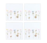 Elegant Floral Glass Coaster Set of 4 - Delicate Floral Design for Spring Décor, Durable & Easy to Clean - Ideal for Entertaining, Mother’s Day Brunch, or Everyday Dining Accent