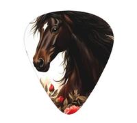 Elegant Floral Horse Portrait Guitar Picks Gift Set - 12 Smooth Durable Plectrums For Acoustic, Electric & Bass Guitar, Perfect Present For Guitar Lovers & Musicians