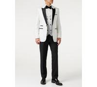 Elegant Floral Jacquard Tuxedo Jacket with Waistcoat XPOSED White 44R