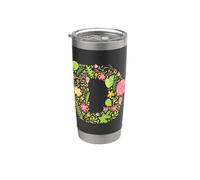 Elegant Floral Letter D Monogram Initial Alphabet Design Stainless Steel Insulated Tumbler