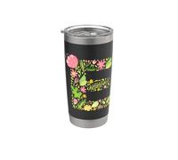 Elegant Floral Letter E Monogram Initial Alphabet Design Stainless Steel Insulated Tumbler