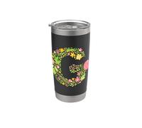 Elegant Floral Letter G Monogram Initial Alphabet Design Stainless Steel Insulated Tumbler