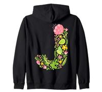 Elegant Floral Letter J Monogram Initial Alphabet Design Zip Hoodie