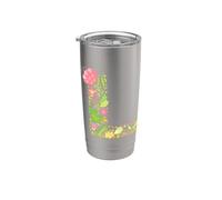 Elegant Floral Letter L Monogram Initial Alphabet Design Stainless Steel Insulated Tumbler