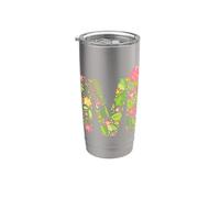 Elegant Floral Letter M Monogram Initial Alphabet Design Stainless Steel Insulated Tumbler