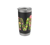 Elegant Floral Letter M Monogram Initial Alphabet Design Stainless Steel Insulated Tumbler