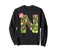 Elegant Floral Letter N Monogram Initial Alphabet Design Sweatshirt