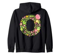 Elegant Floral Letter O Monogram Initial Alphabet Design Zip Hoodie