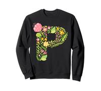 Elegant Floral Letter P Monogram Initial Alphabet Design Sweatshirt