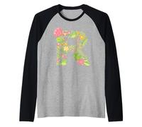 Elegant Floral Letter R Monogram Initial Alphabet Design Raglan Baseball Tee
