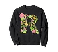 Elegant Floral Letter R Monogram Initial Alphabet Design Sweatshirt