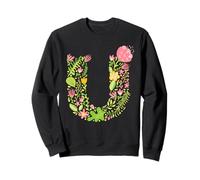Elegant Floral Letter U Monogram Initial Alphabet Design Sweatshirt
